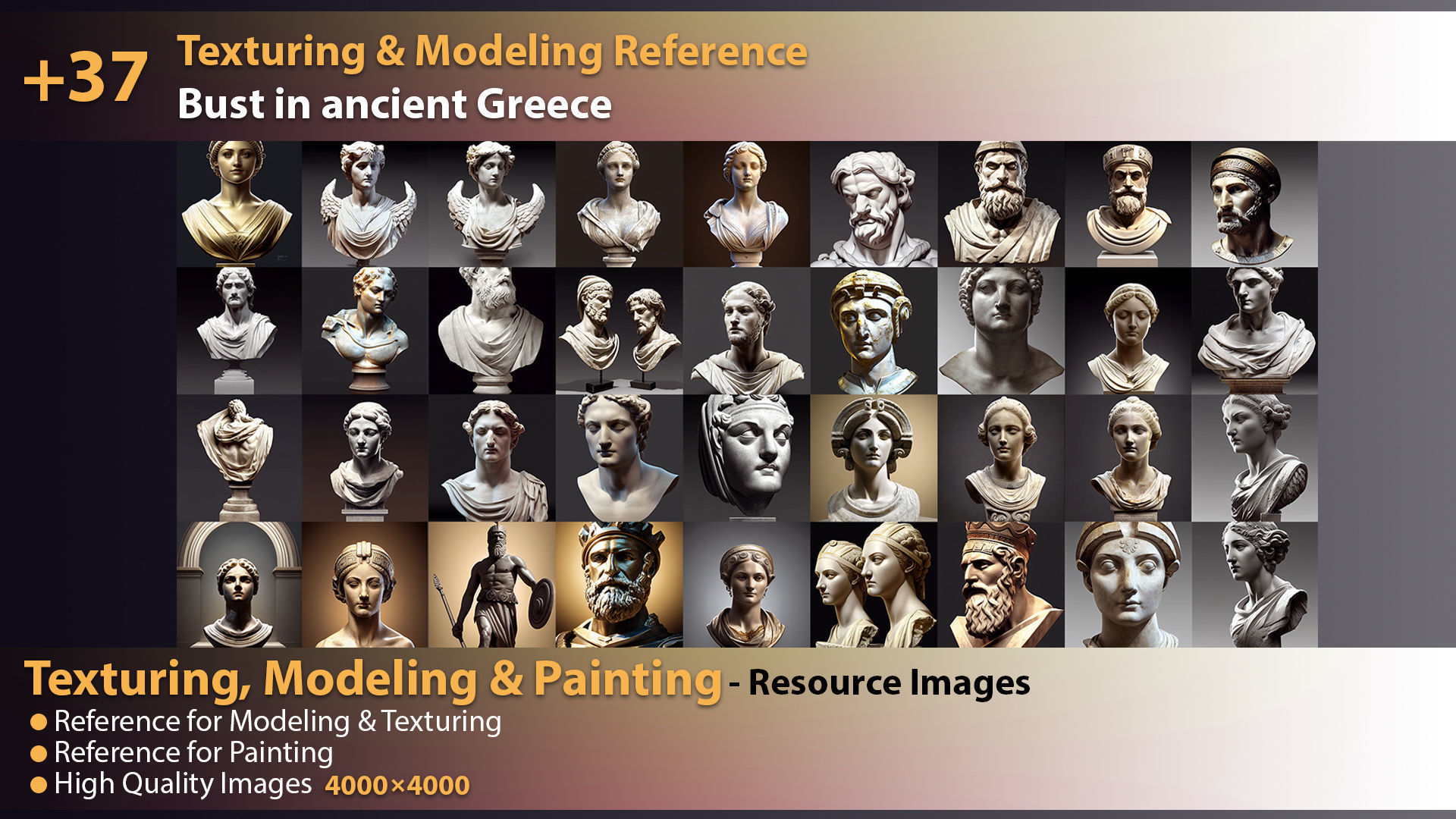 37 Texturing and Modeling Reference - Bust in ancient Greece 3D model_1