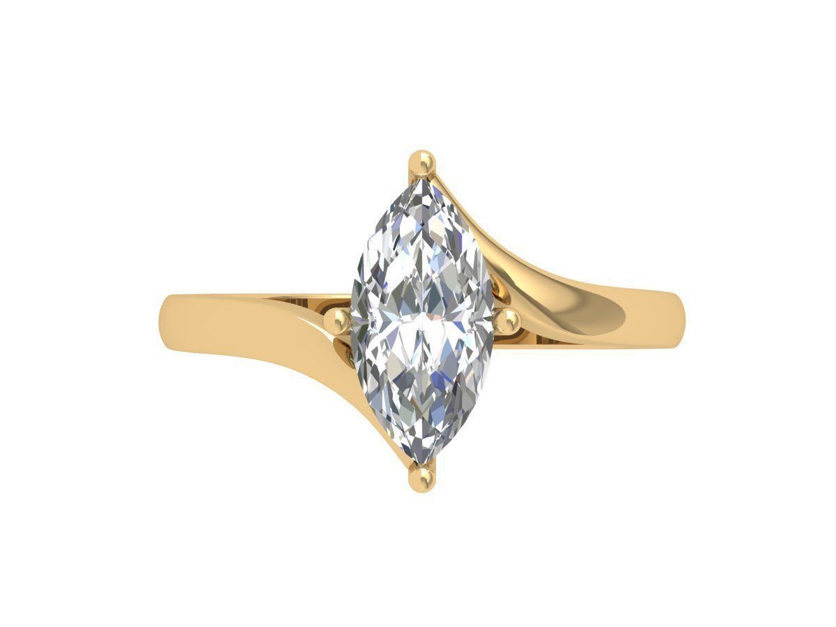 Marquise Solitaire Ring 3D print model_1