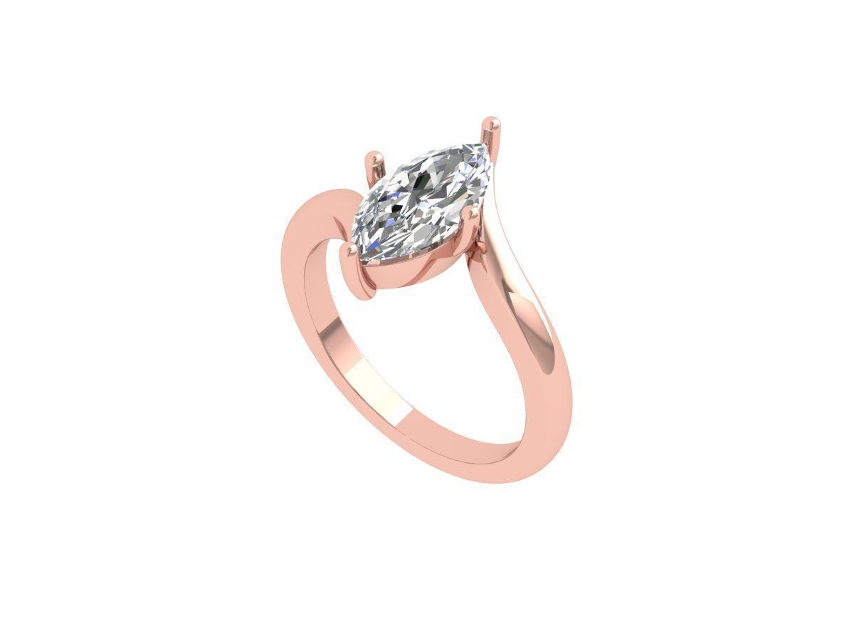 Marquise Solitaire Ring 3D print model_4