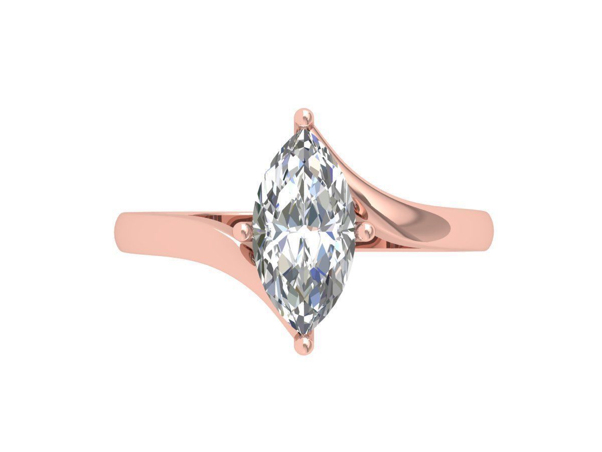Marquise Solitaire Ring 3D print model_2