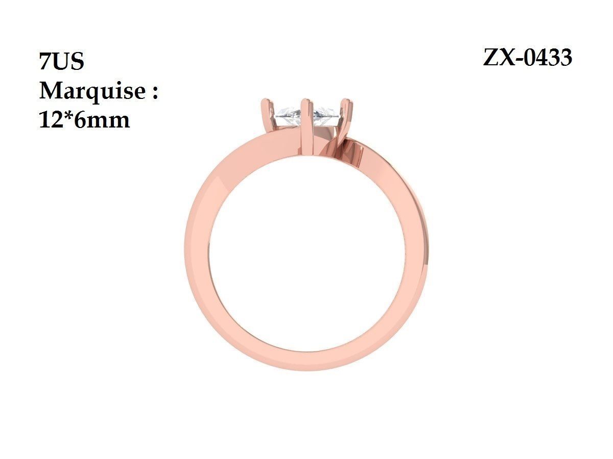 Marquise Solitaire Ring 3D print model_11