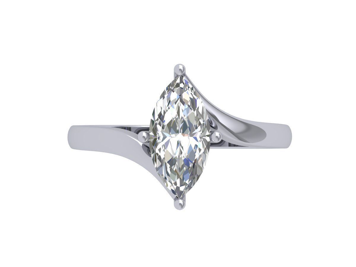 Marquise Solitaire Ring 3D print model_3