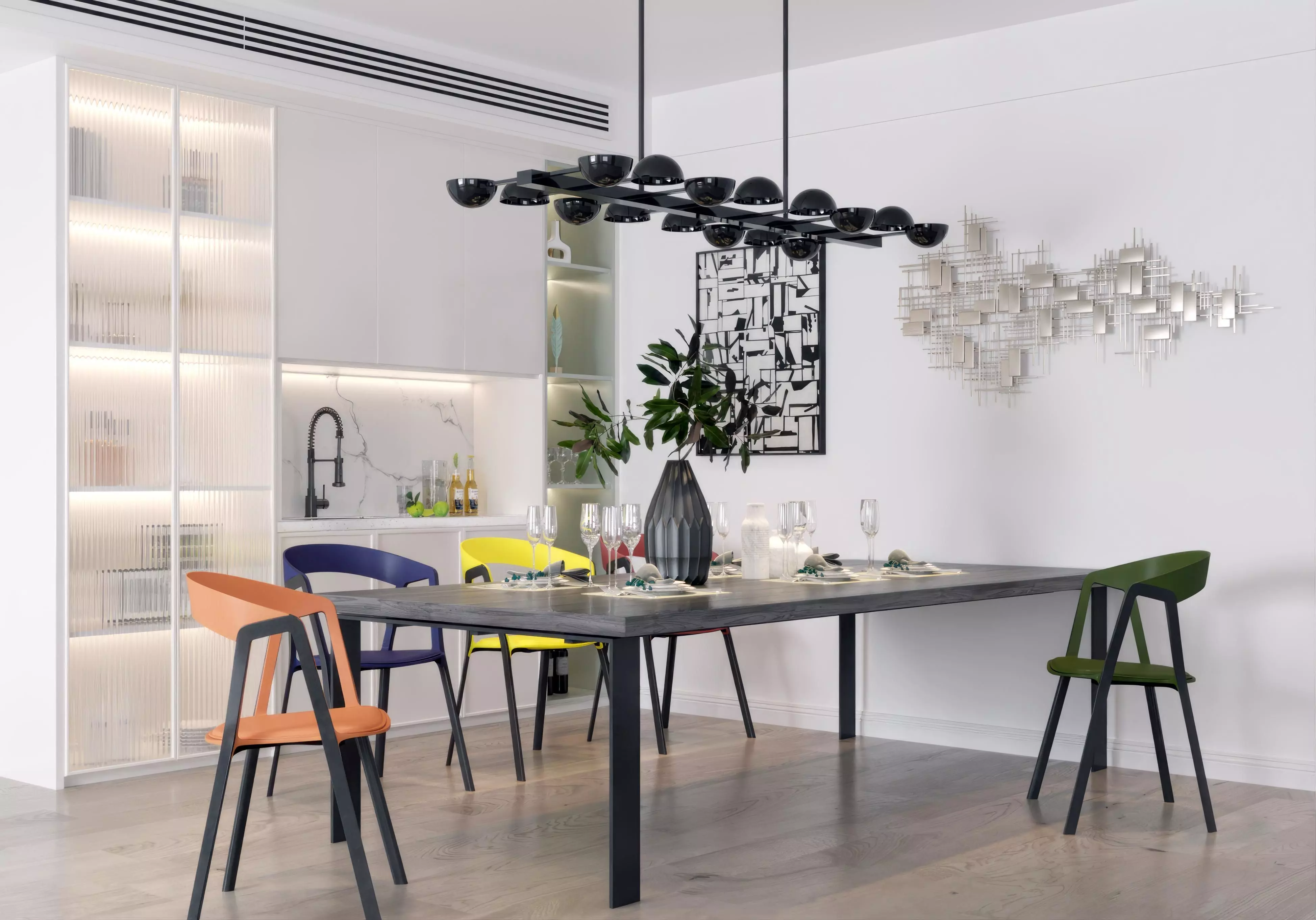 dining and chair table Modern 3D model_0