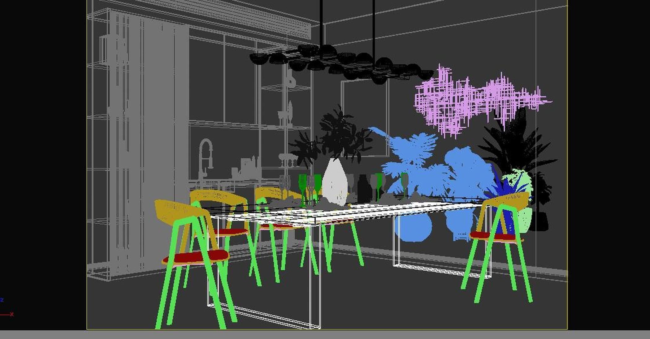 dining and chair table Modern 3D model_6