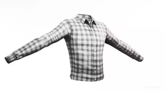 Stylish Rigged Checkered Formal Dress Shirt  Low-poly 3D model