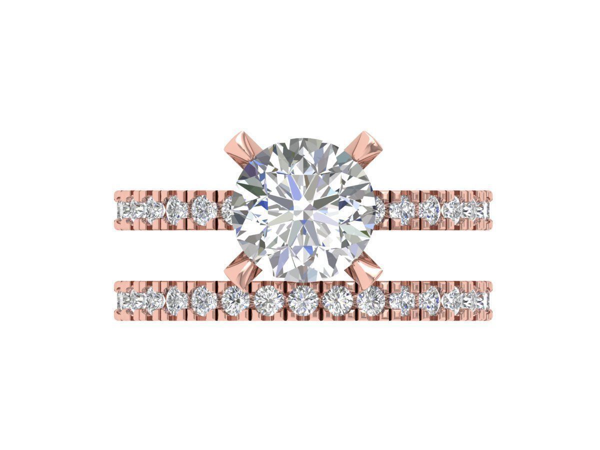 Solitair Ring Bridal Set 3D print model_4