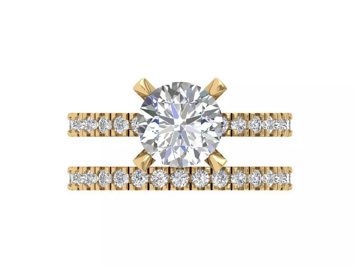 Solitair Ring Bridal Set 3D print model_0