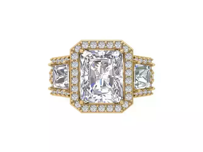 Emerald 3 Stone Art Deco Ring