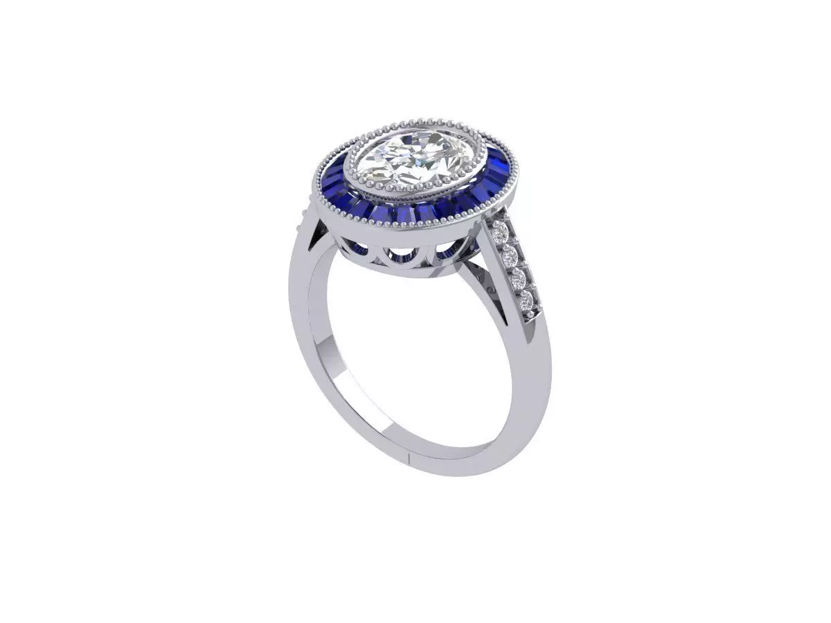 Oval Art Deco Ring 3D print model