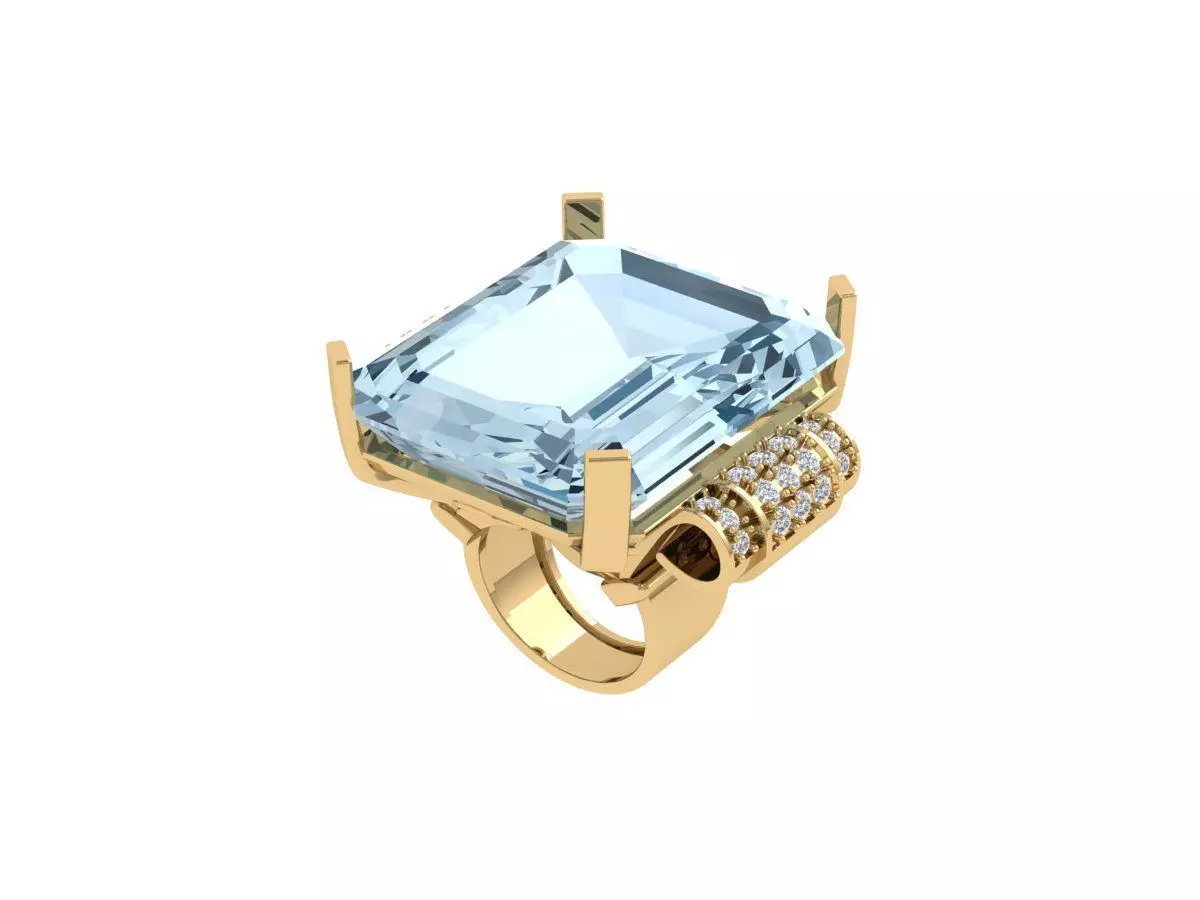 Emerald Art Deco Ring 3D print model_0