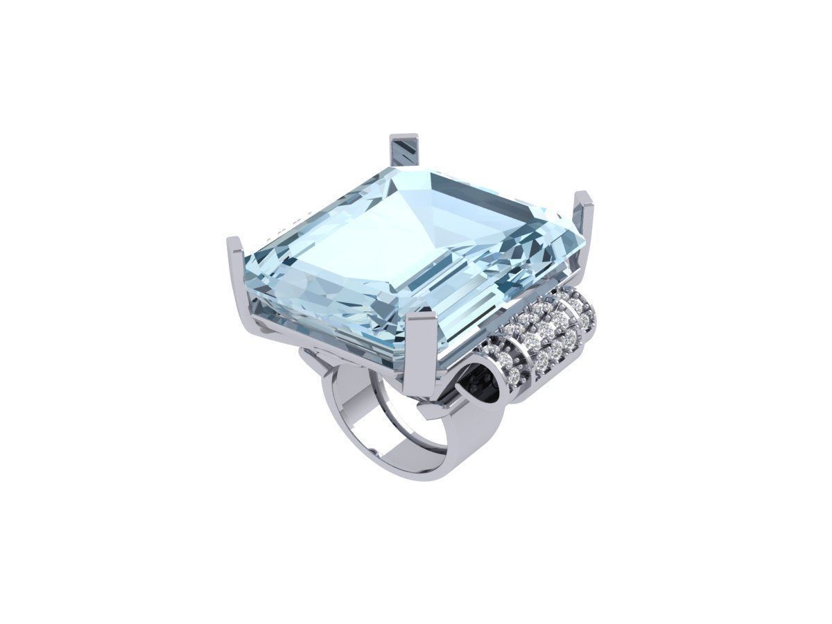 Emerald Art Deco Ring 3D print model_5