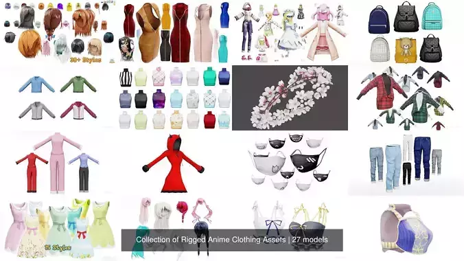 Collection of Rigged Anime Clothing Assets