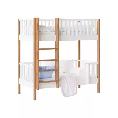 Childrens bunk bed Torren entrance from the facade - Solid Beech