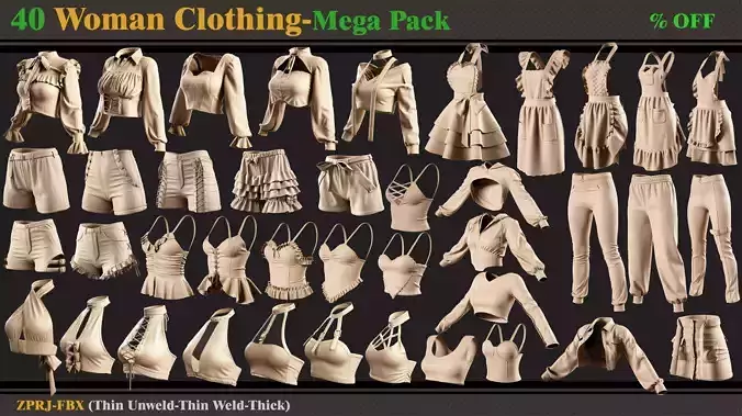 40 Woman Clothing-MEGA PACK-zprj-fbx 3D model
