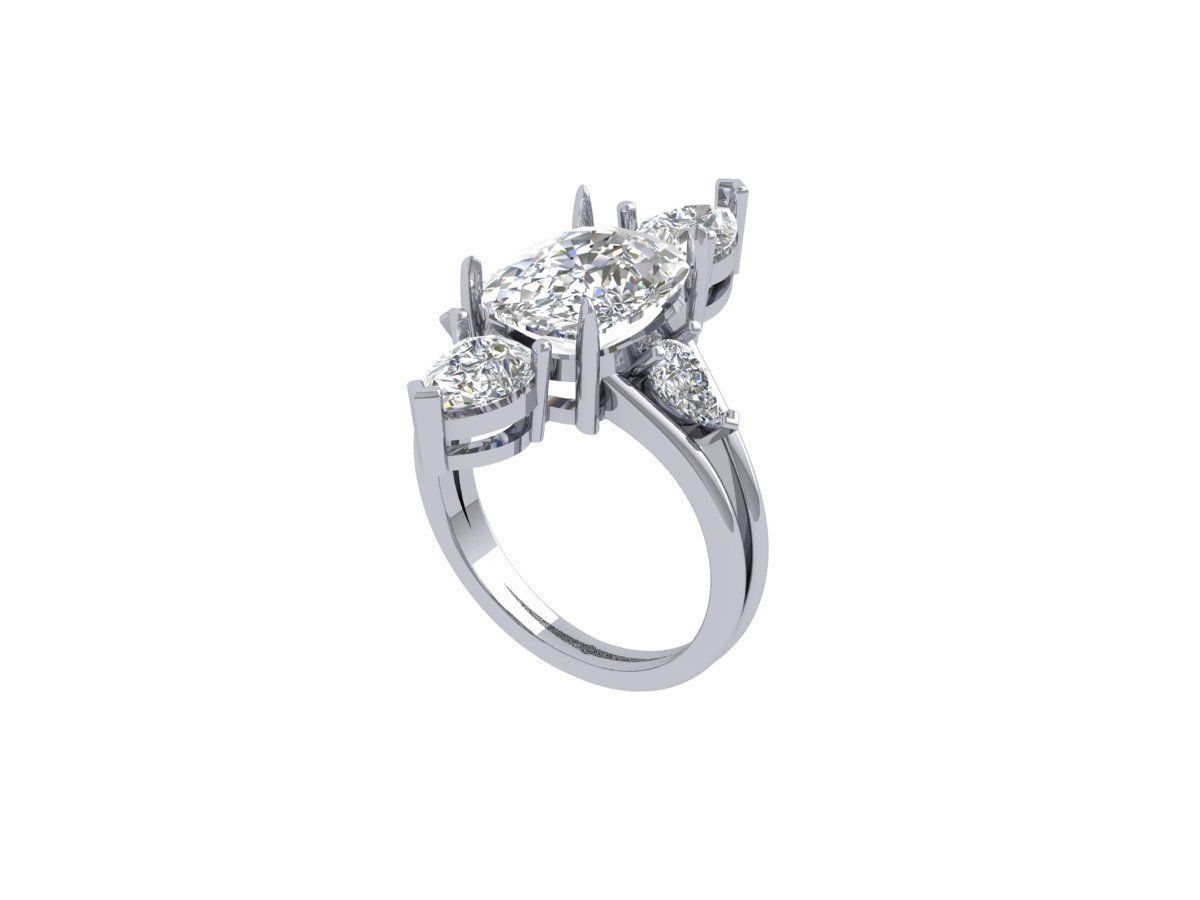 Solitaire Engagement Art Deco Ring 3D print model_6