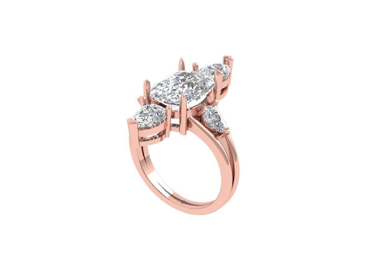 Solitaire Engagement Art Deco Ring 3D print model_5