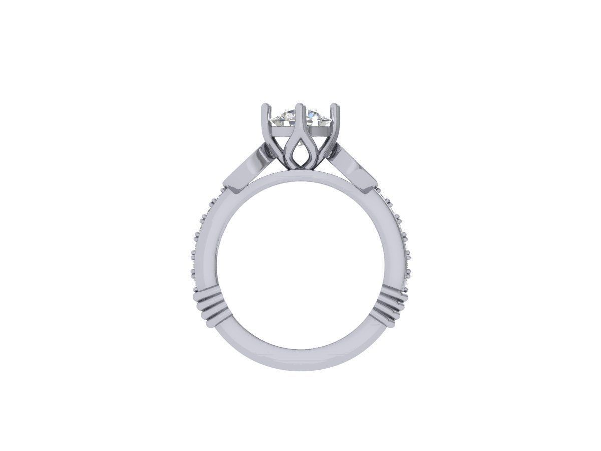 Solitaire Engagement Art Deco Ring 3D print model_10