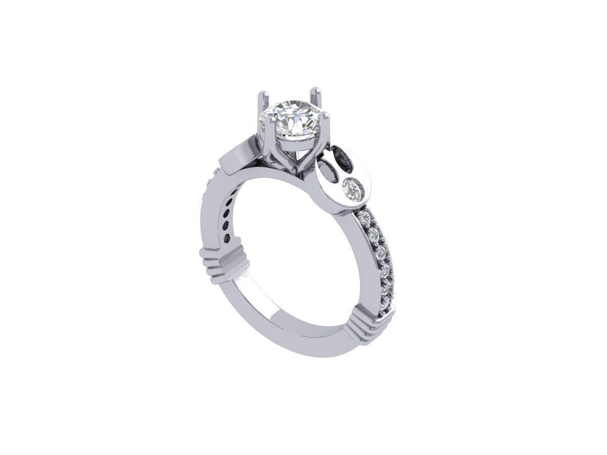 Solitaire Engagement Art Deco Ring 3D print model_3