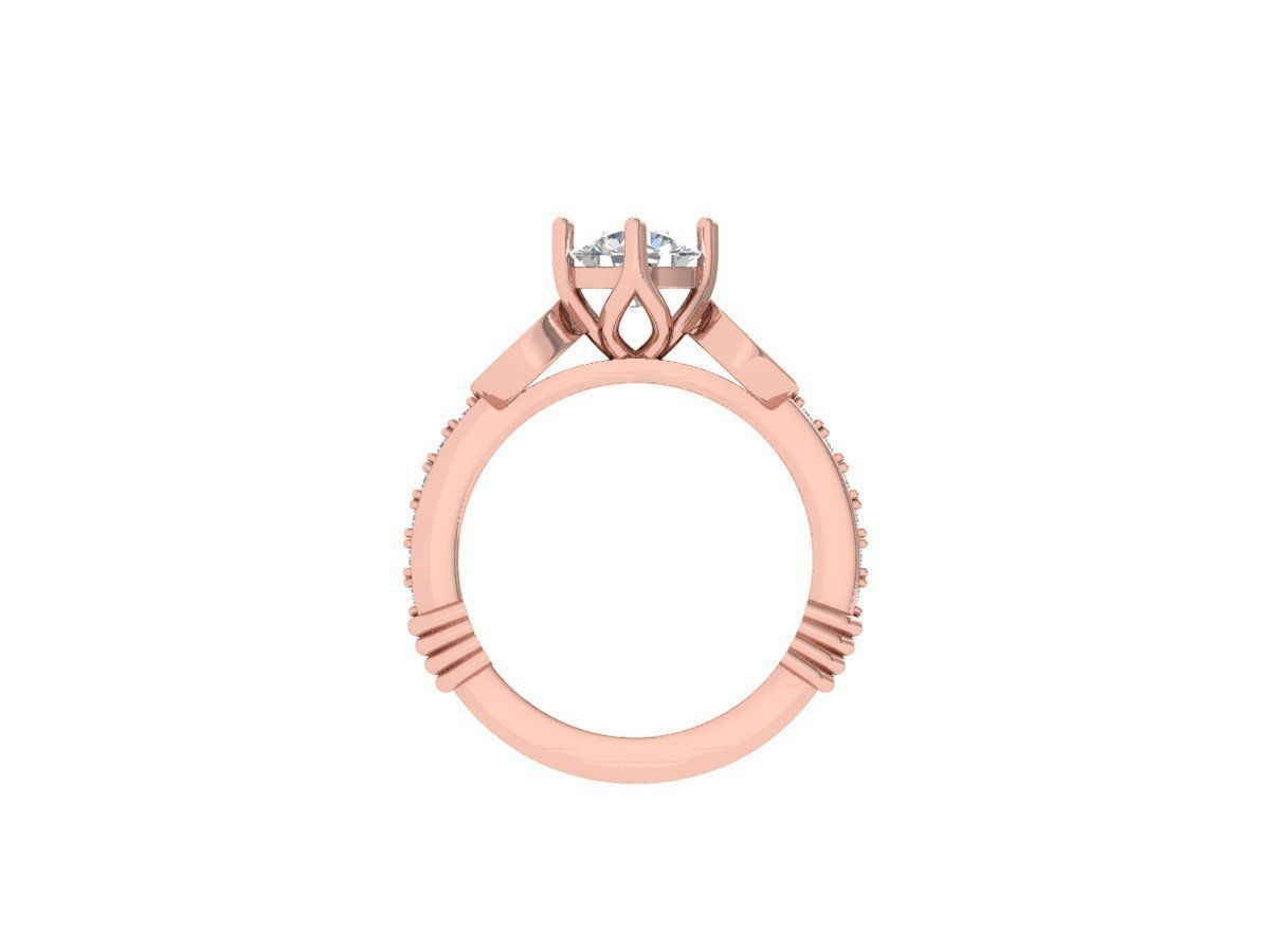 Solitaire Engagement Art Deco Ring 3D print model_8