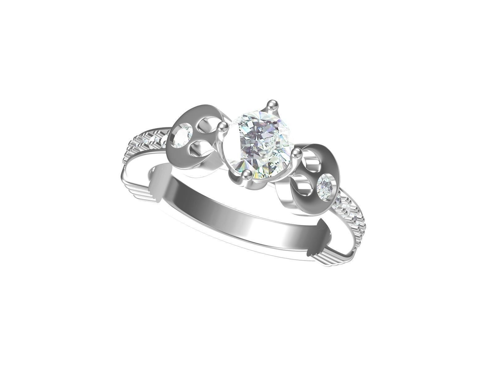 Solitaire Engagement Art Deco Ring 3D print model_11