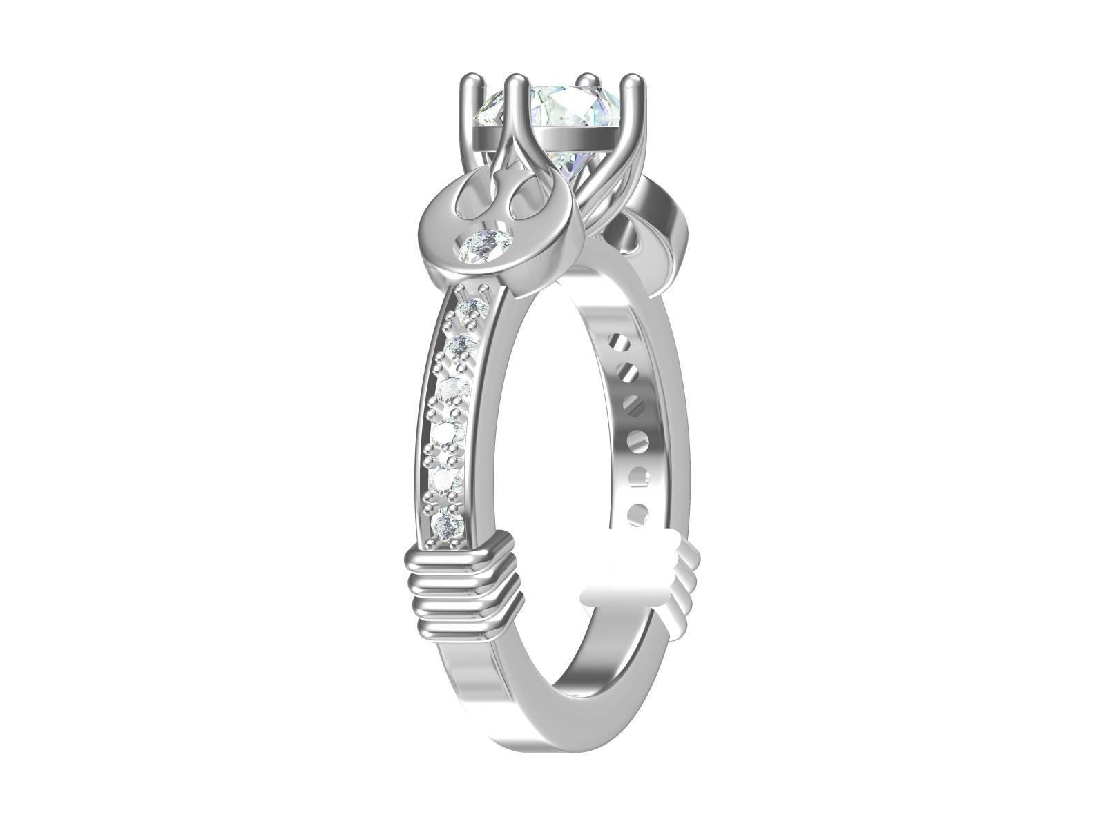 Solitaire Engagement Art Deco Ring 3D print model_17
