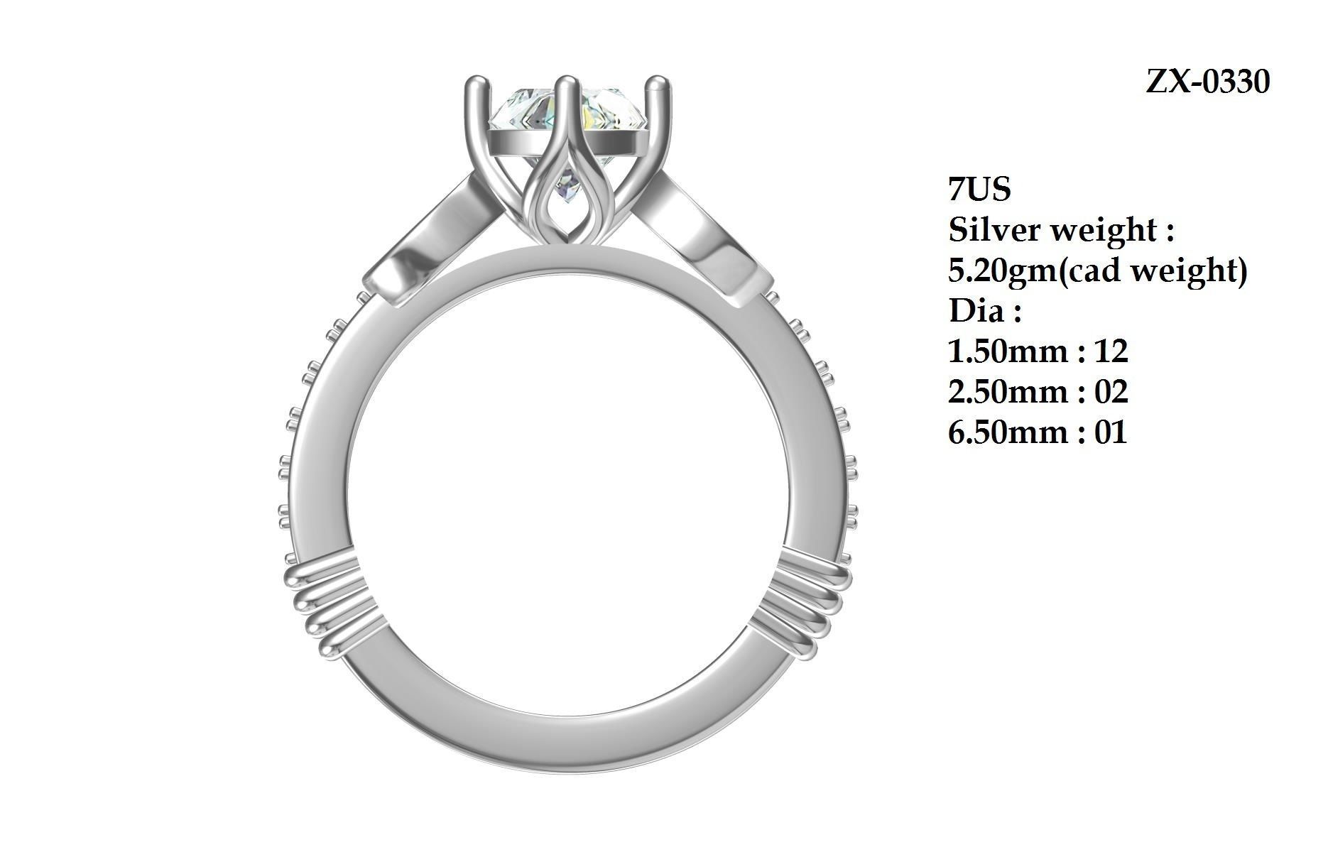 Solitaire Engagement Art Deco Ring 3D print model_19