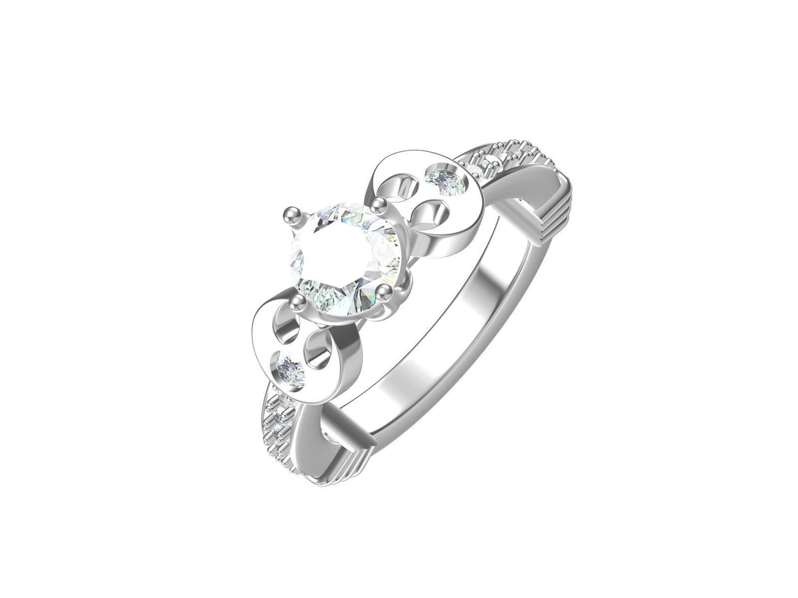 Solitaire Engagement Art Deco Ring 3D print model_14