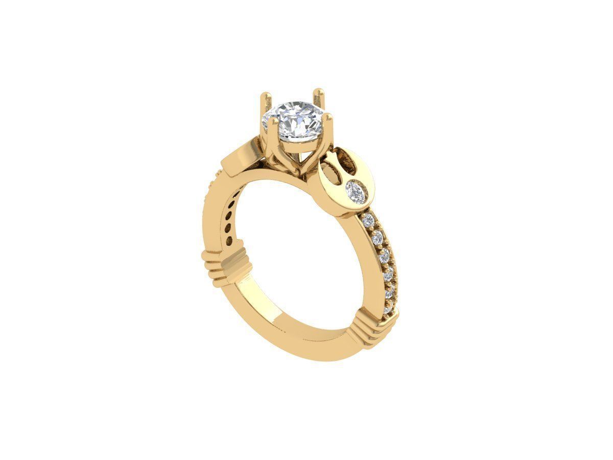 Solitaire Engagement Art Deco Ring 3D print model_1