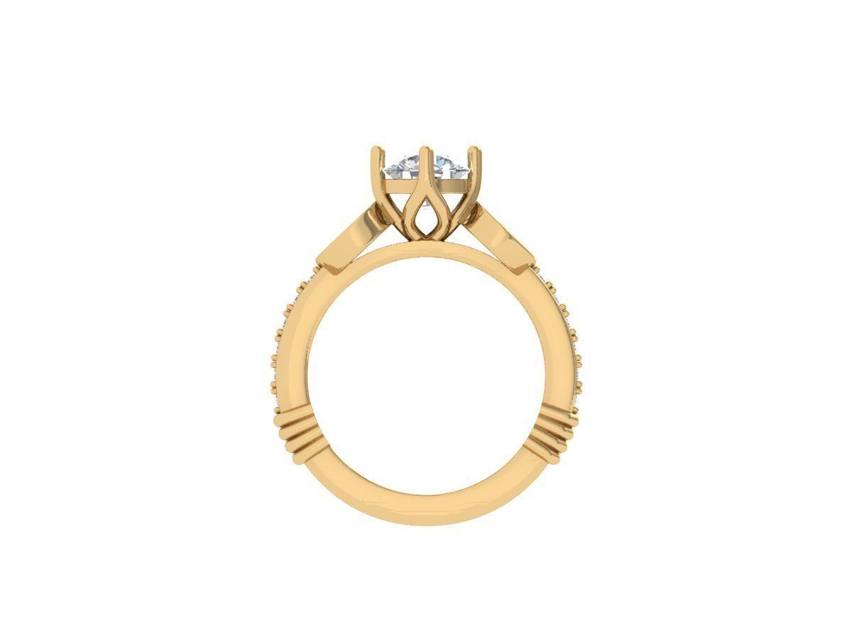 Solitaire Engagement Art Deco Ring 3D print model_9