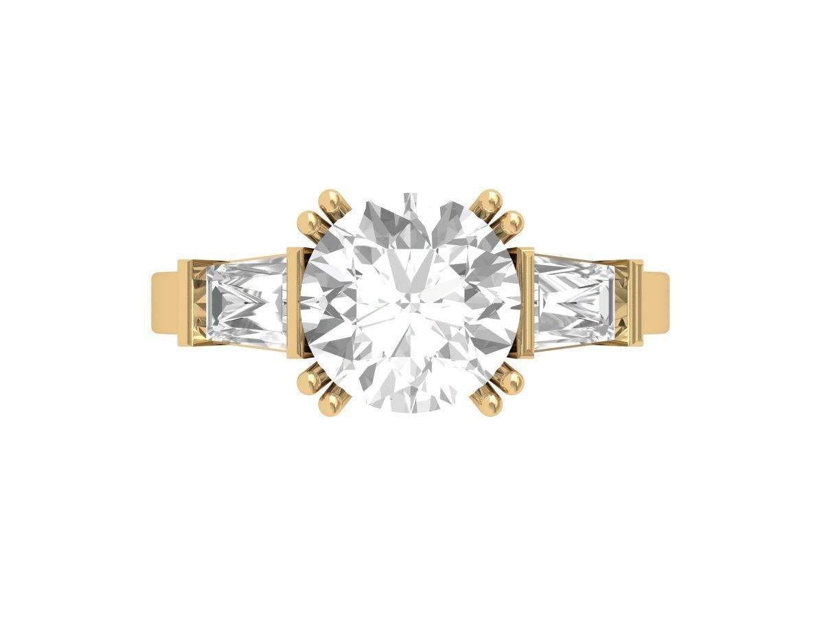 Solitair 3 Stone Ring 3D print model_1