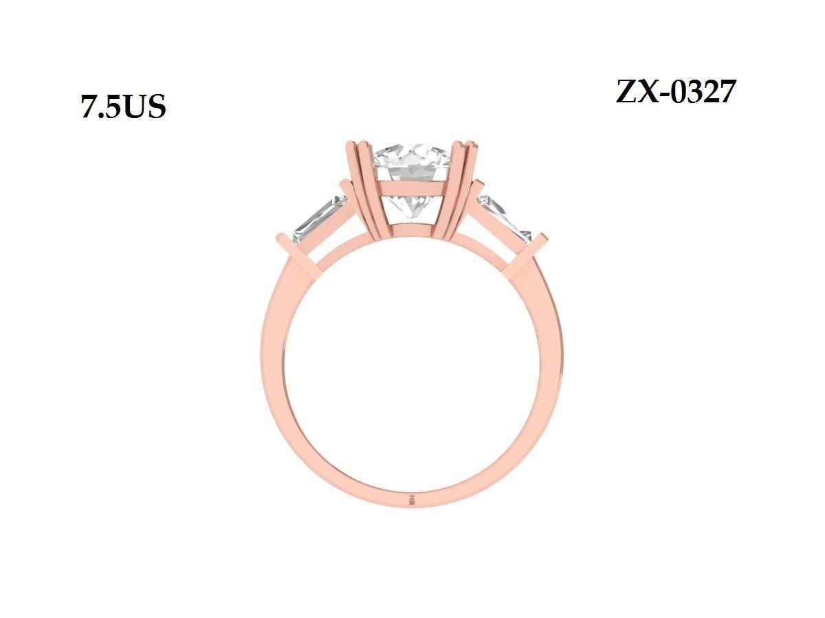 Solitair 3 Stone Ring 3D print model_7