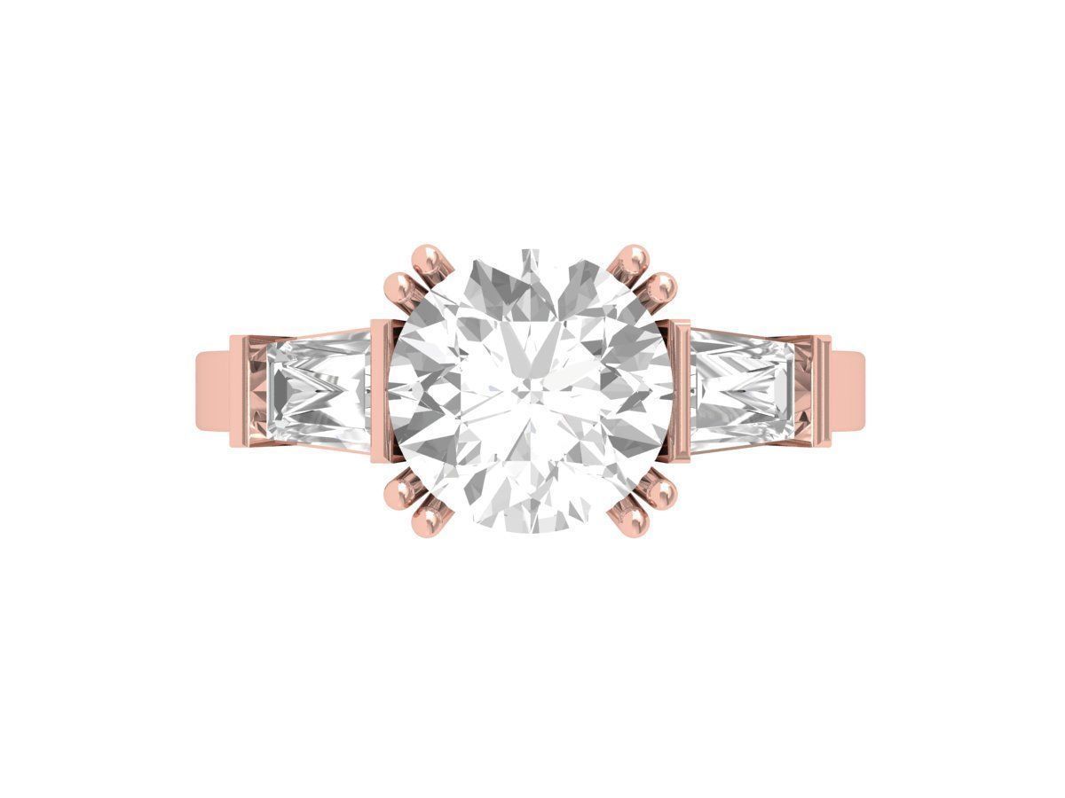 Solitair 3 Stone Ring 3D print model_2