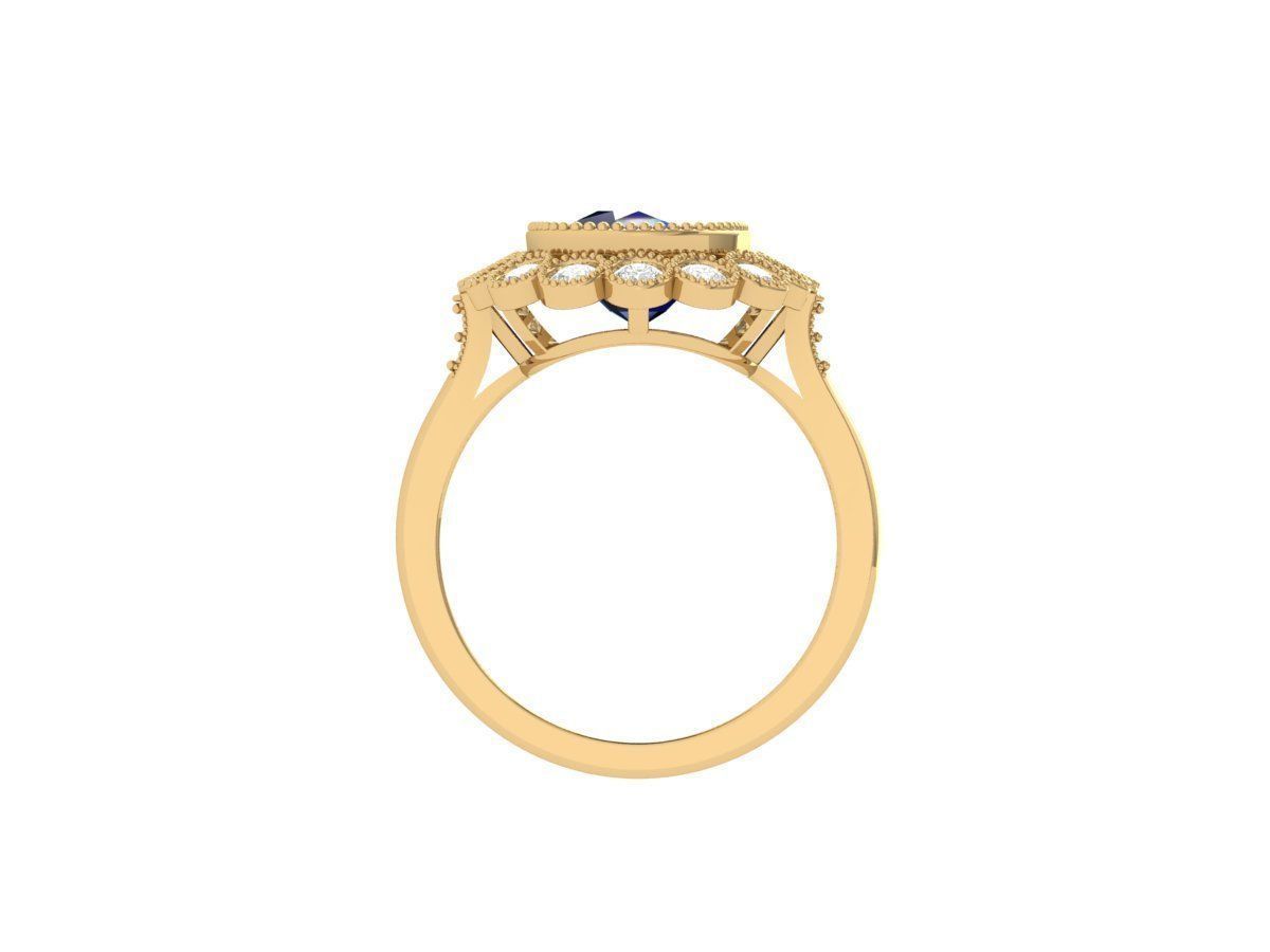 Cushion Solitaire Art deco Ring 3D print model_11