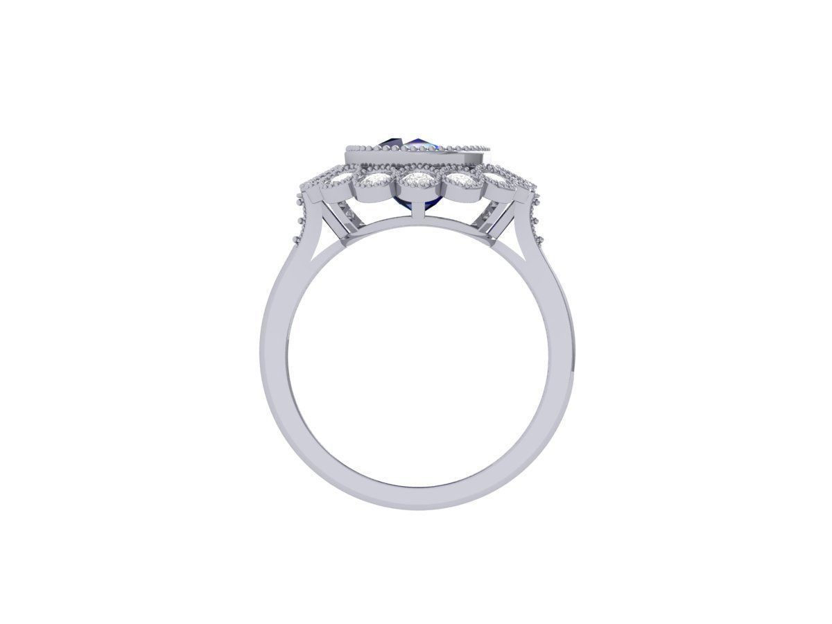 Cushion Solitaire Art deco Ring 3D print model_10