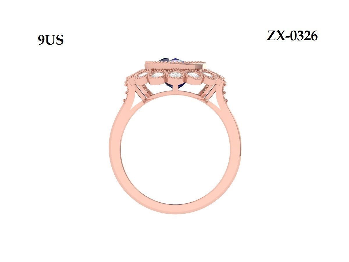 Cushion Solitaire Art deco Ring 3D print model_9