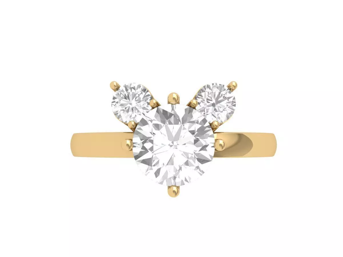 Solitair 3 Stone Ring 3D print model