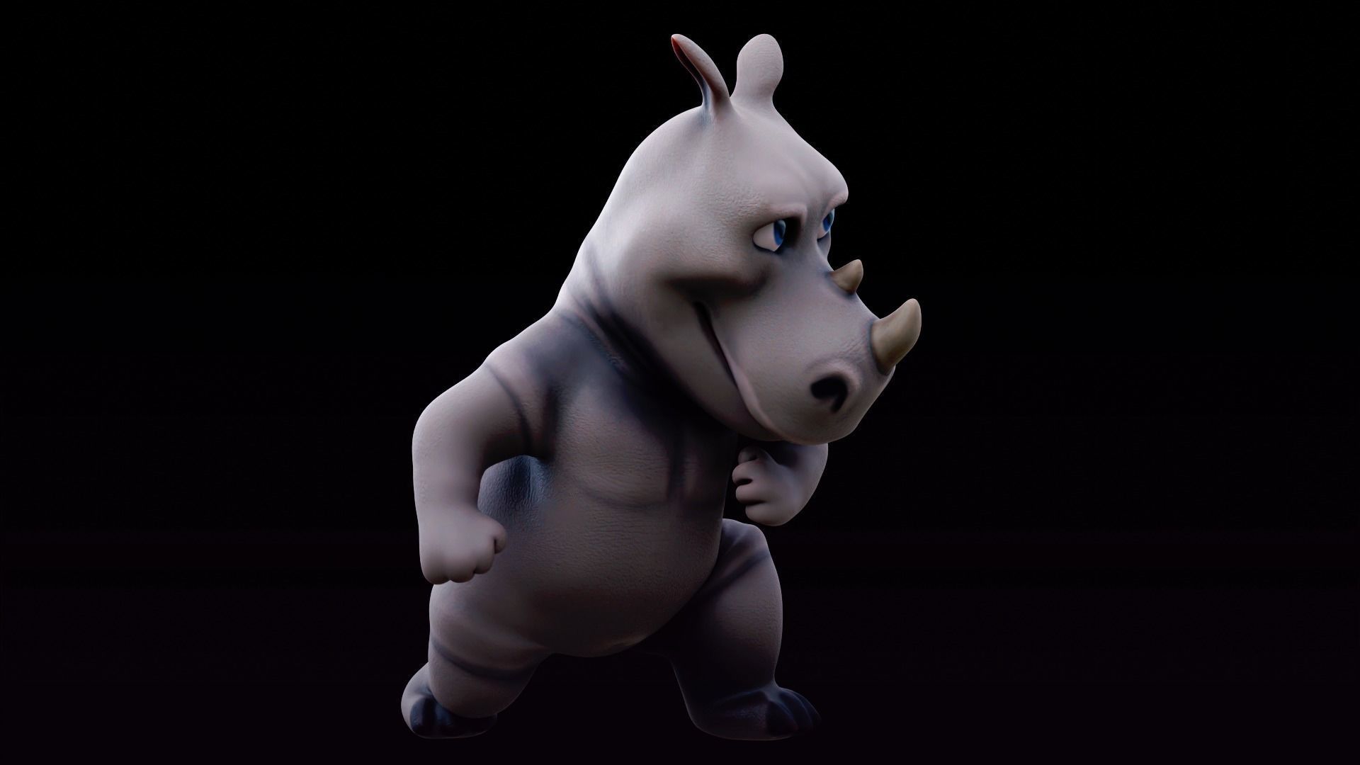 Rhino - rigged cartoon character for blender Low-poly 3D model_29