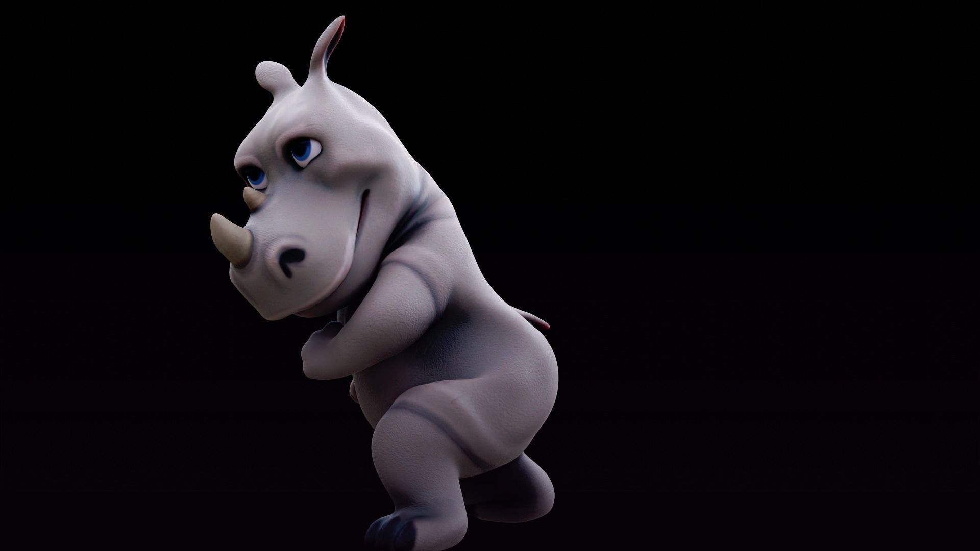 Rhino - rigged cartoon character for blender Low-poly 3D model_23