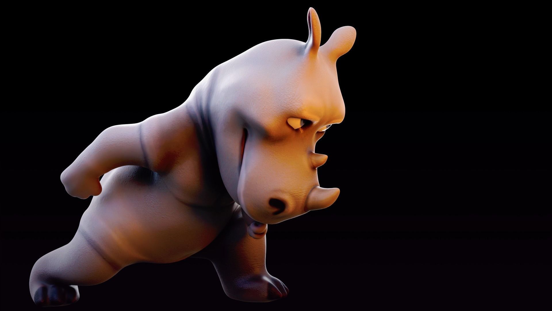 Rhino - rigged cartoon character for blender Low-poly 3D model_5