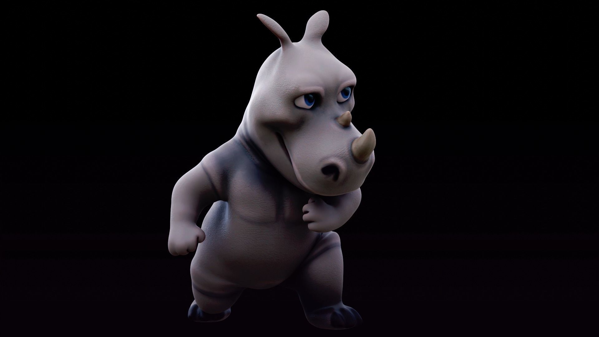 Rhino - rigged cartoon character for blender Low-poly 3D model_28