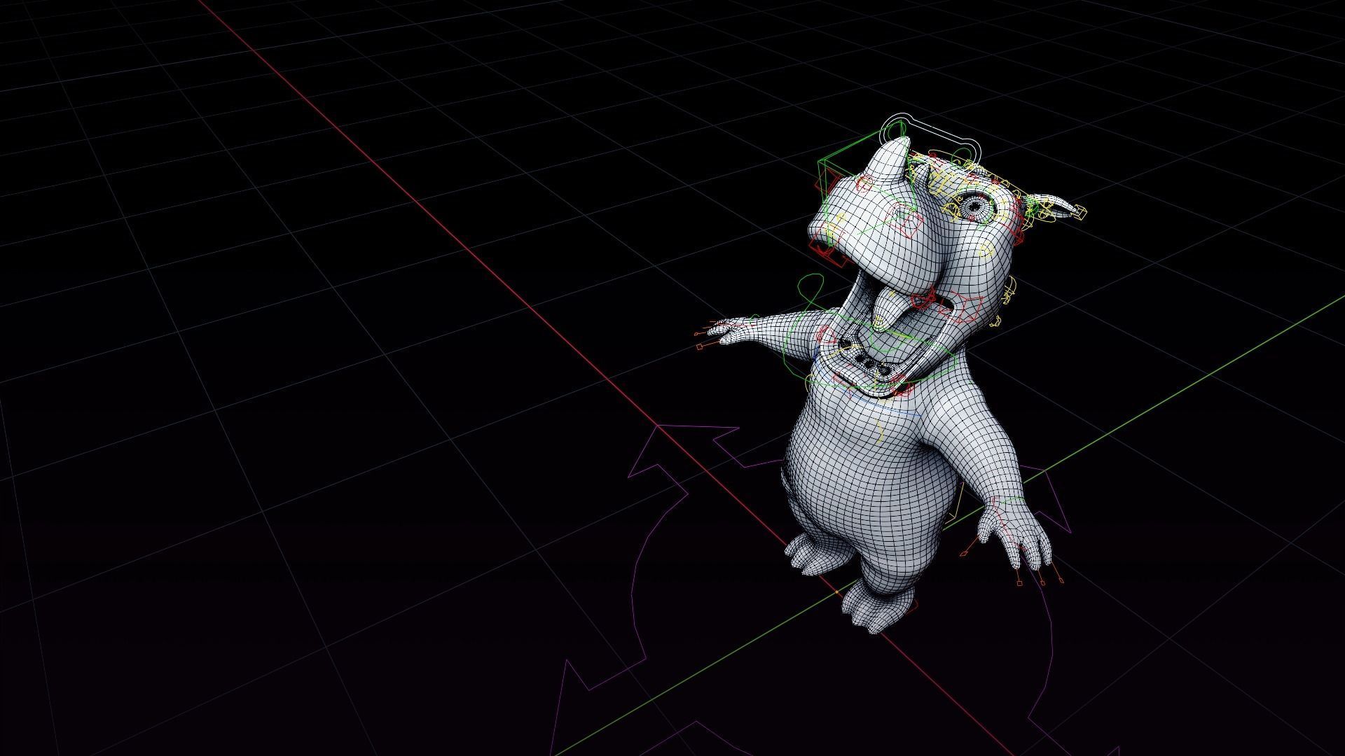 Rhino - rigged cartoon character for blender Low-poly 3D model_17