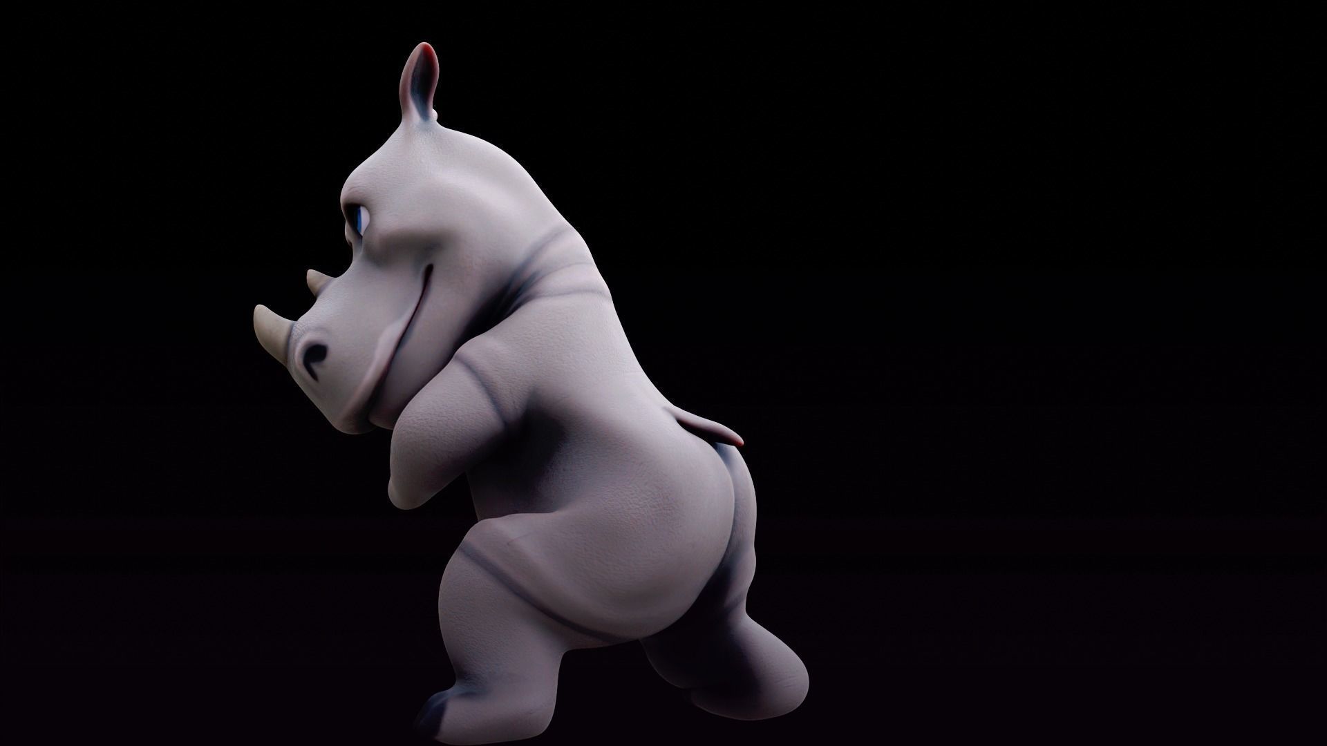 Rhino - rigged cartoon character for blender Low-poly 3D model_21