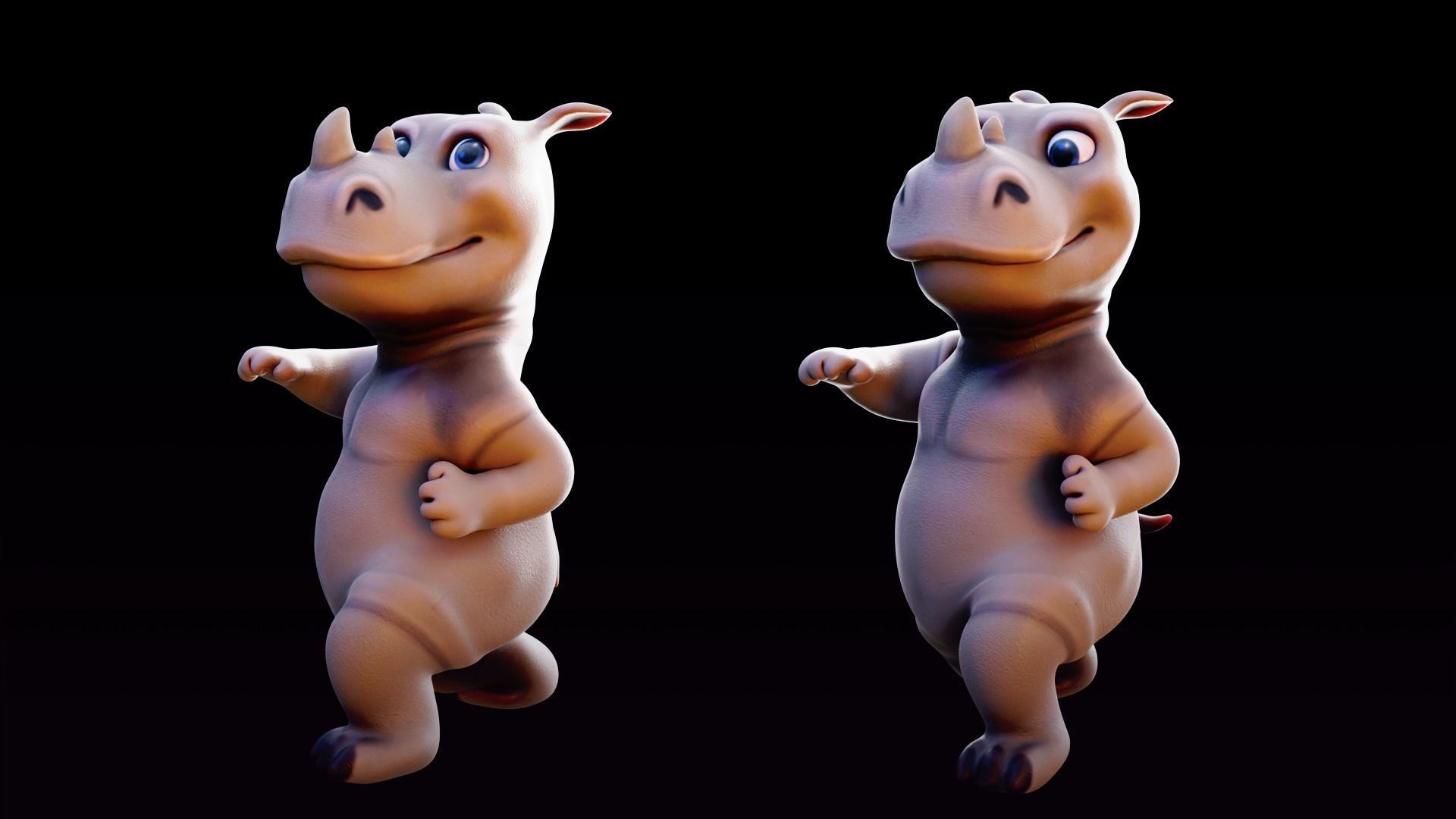 Rhino - rigged cartoon character for blender Low-poly 3D model_2