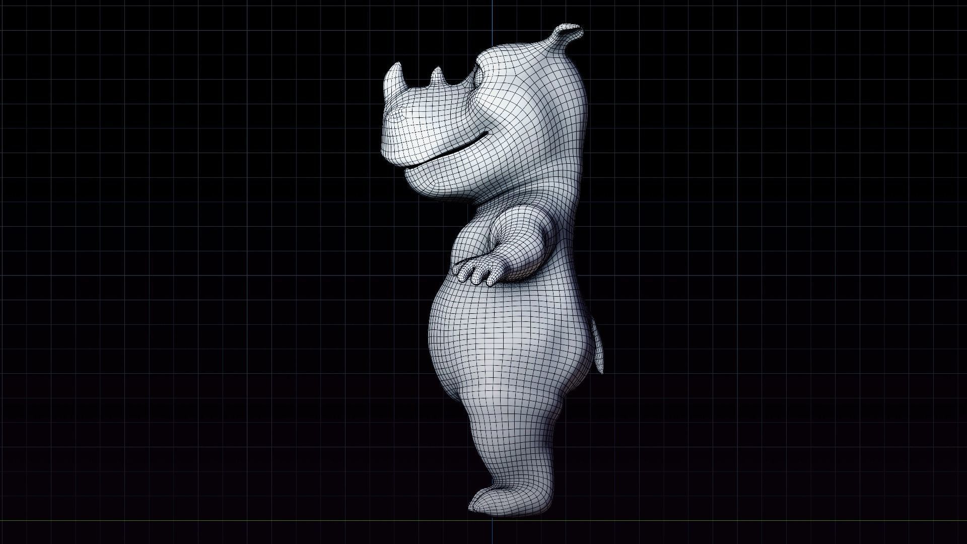 Rhino - rigged cartoon character for blender Low-poly 3D model_14