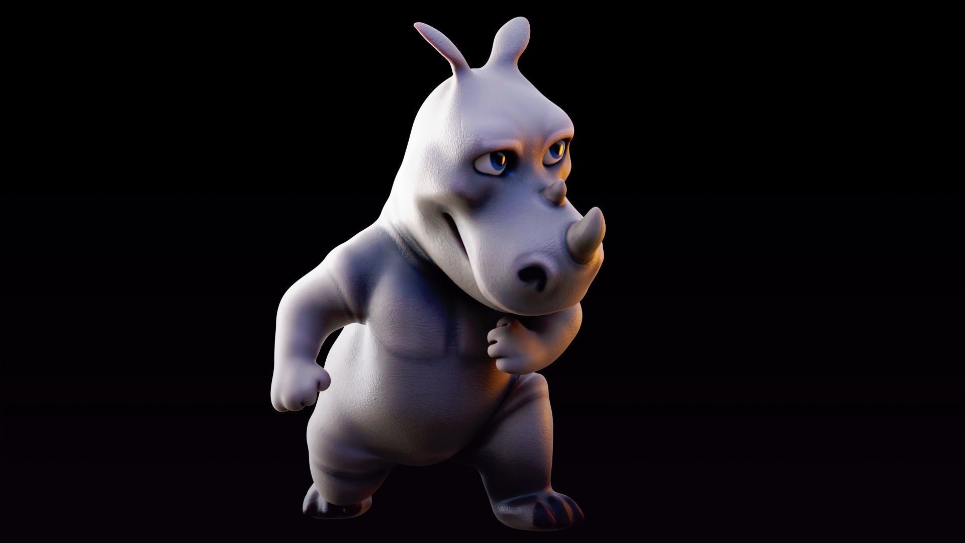 Rhino - rigged cartoon character for blender Low-poly 3D model_11