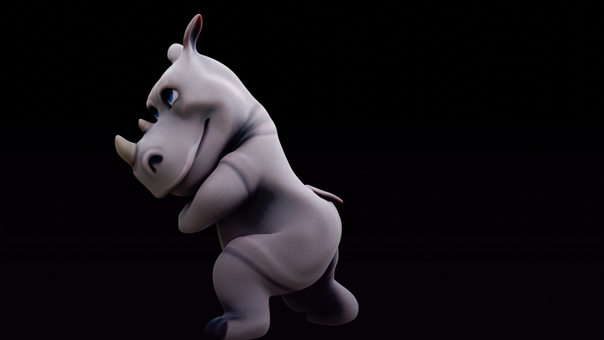 Rhino - rigged cartoon character for blender Low-poly 3D model_22