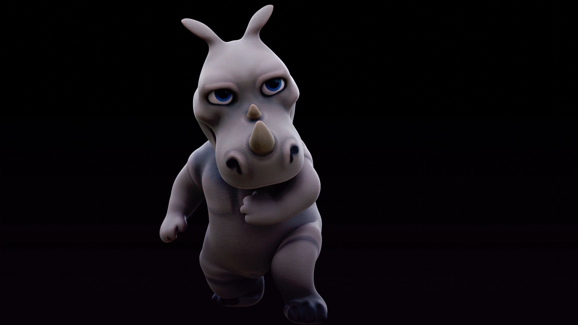 Rhino - rigged cartoon character for blender Low-poly 3D model_26