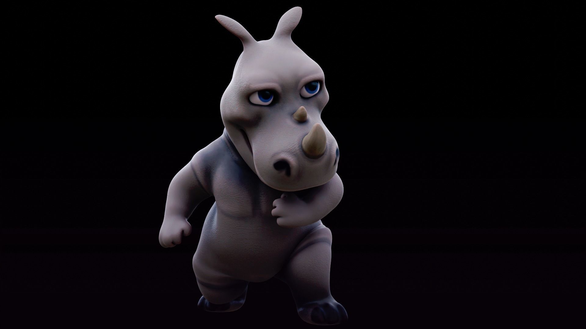 Rhino - rigged cartoon character for blender Low-poly 3D model_27