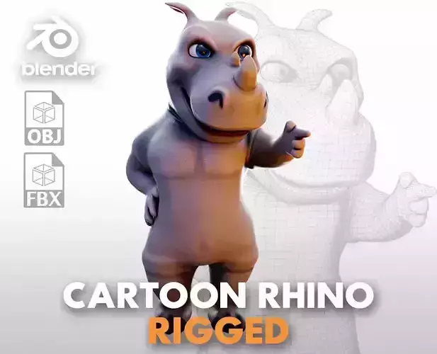 Rhino - rigged cartoon character for blender