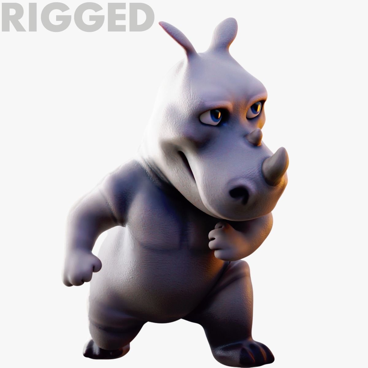 Rhino - rigged cartoon character for blender Low-poly 3D model_38